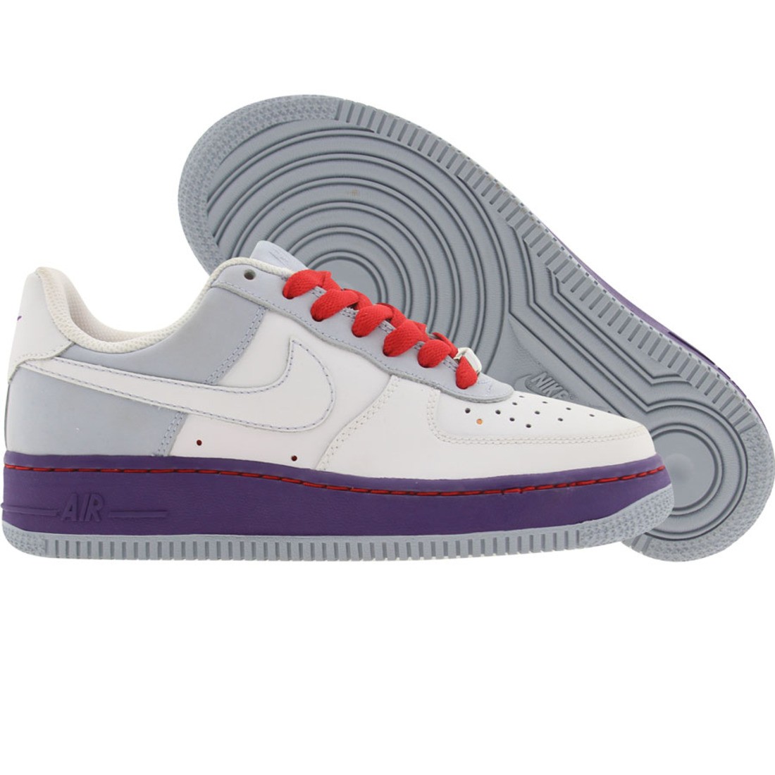 Nike Big Kids Air Force 1 07 Low (white / white / blue denim / atom red)