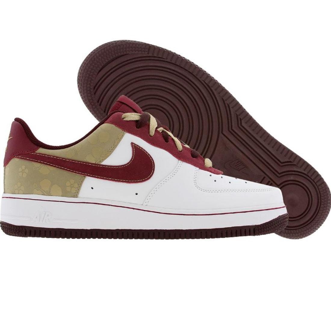 Nike Big Kids Air Force 1 07 Low (white / garnet / tweed)