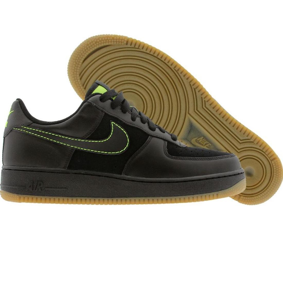 Nike Big Kids Air Force 1 07 Low (black / black / voltage yellow)
