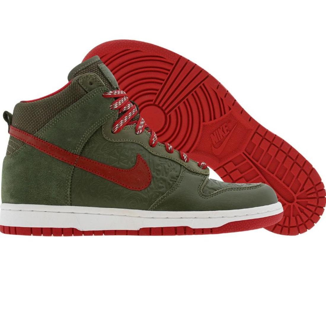 Nike Dunk High  2006 Stussy World Tour New York Edition  (army olive / army olive / varsity red)