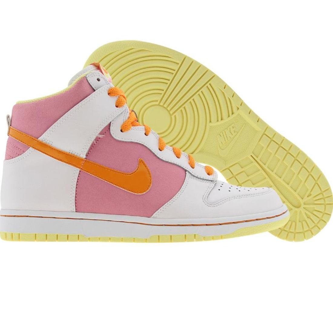 Nike Big Kids Dunk High (white / light melon / perfect pink / lemon chf)