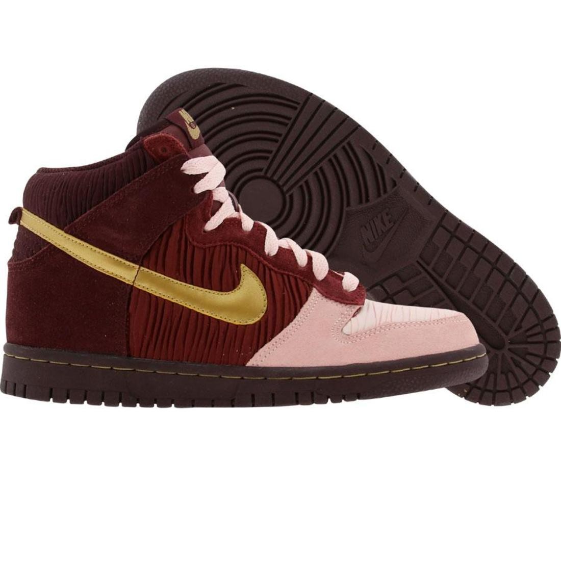 Nike Big Kids Dunk High (deep burgundy / metallic gold / aluminum pink)