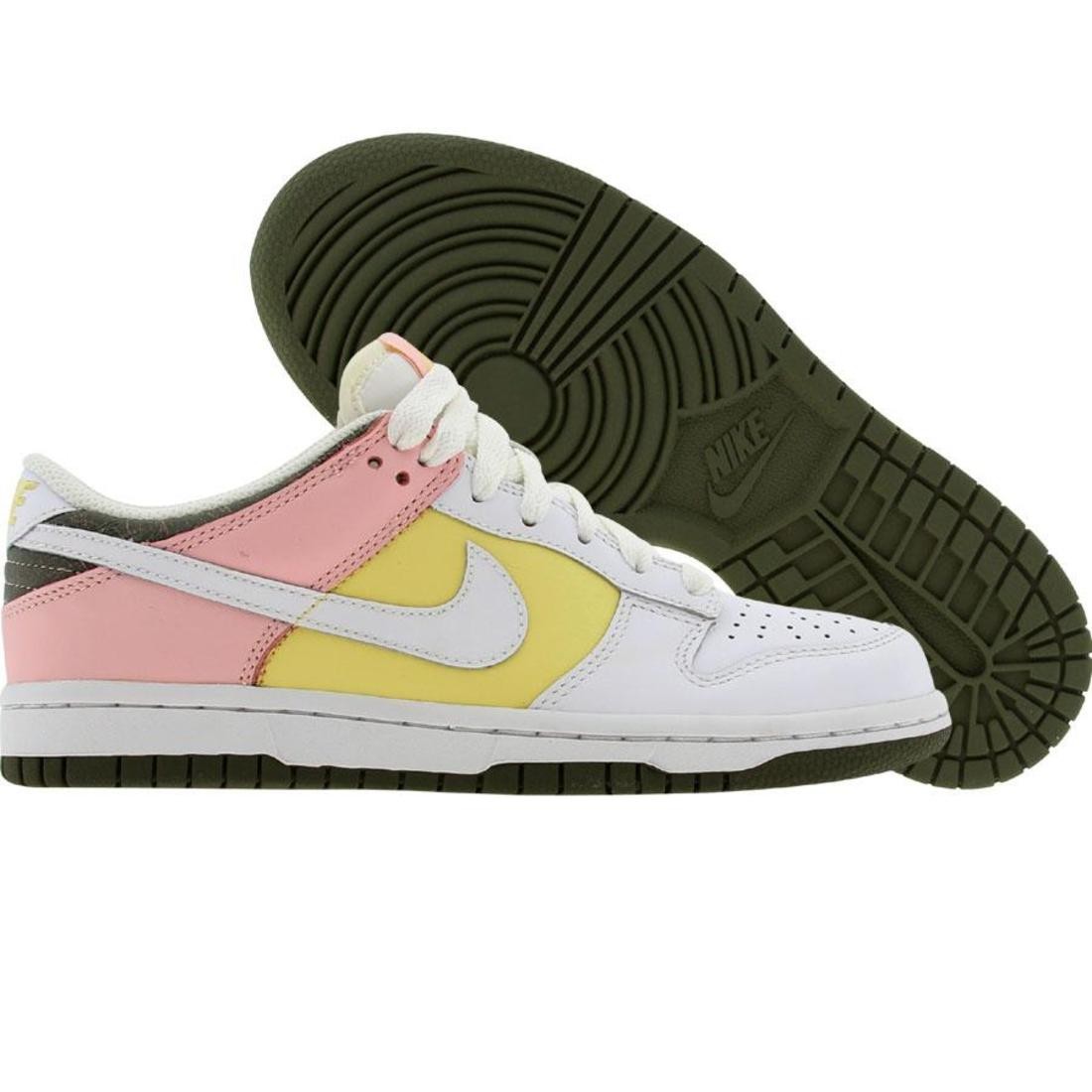 Nike Womens Dunk Low (white / white / lemon / light coral)