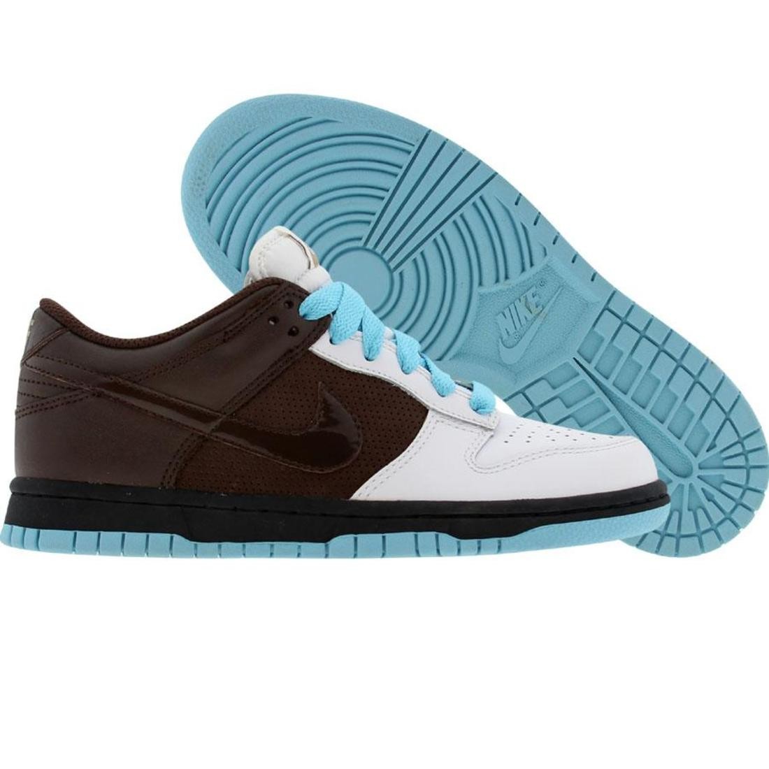 Nike Womens Dunk Low (white / baroque brown / dark obsidian / powder blue)