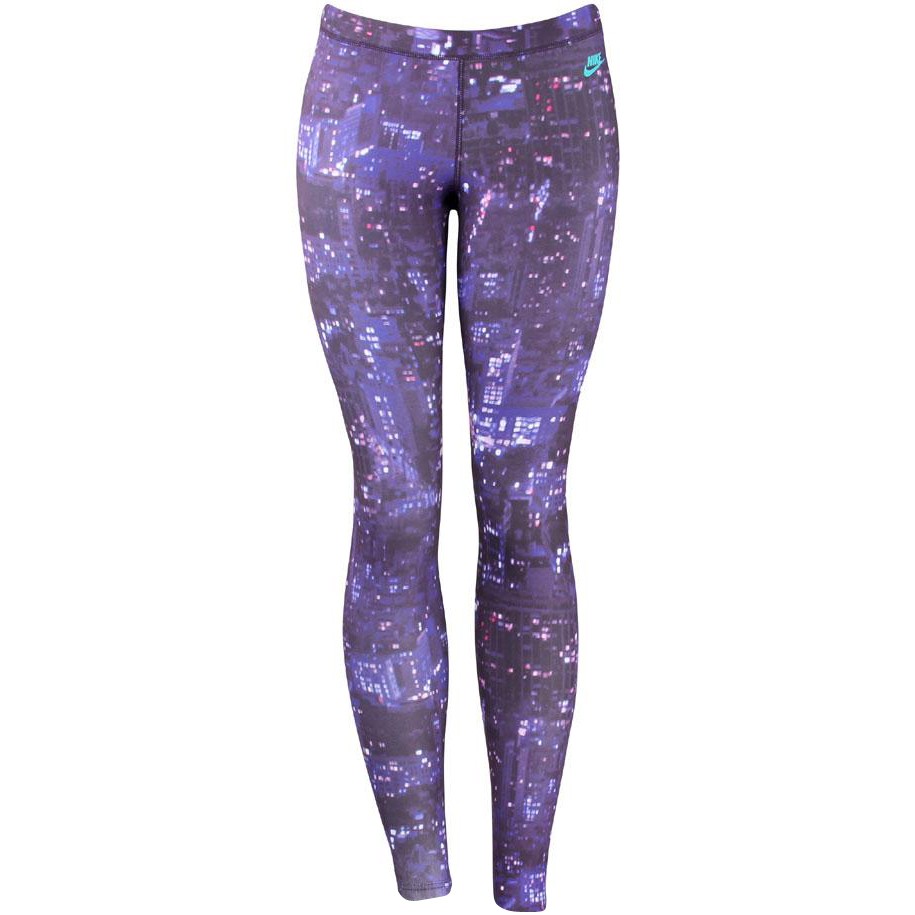 Nike Womens Run City Print Legging ( black / purple)