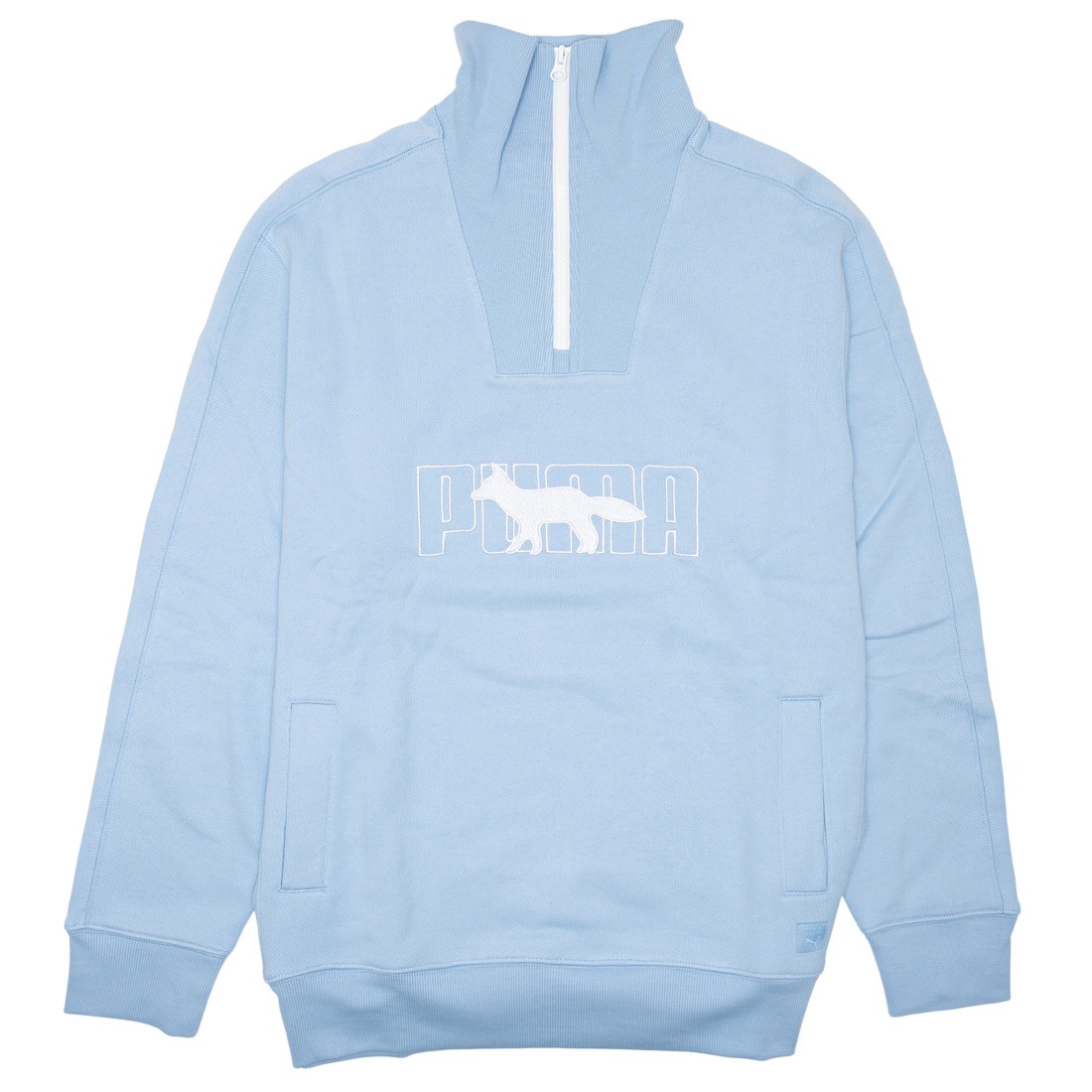 Puma x Maison Kitsune Men 1/2 Zip FT Sweater (blue / chambray blue)