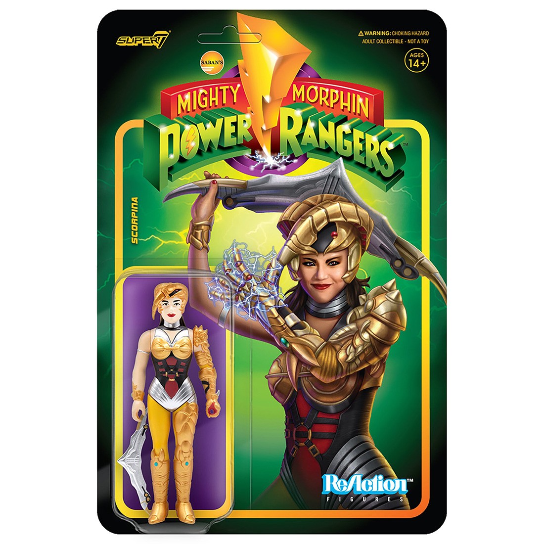 Super7 Mighty Morphin Power Rangers Sorpina Reaction Figure (yellow)