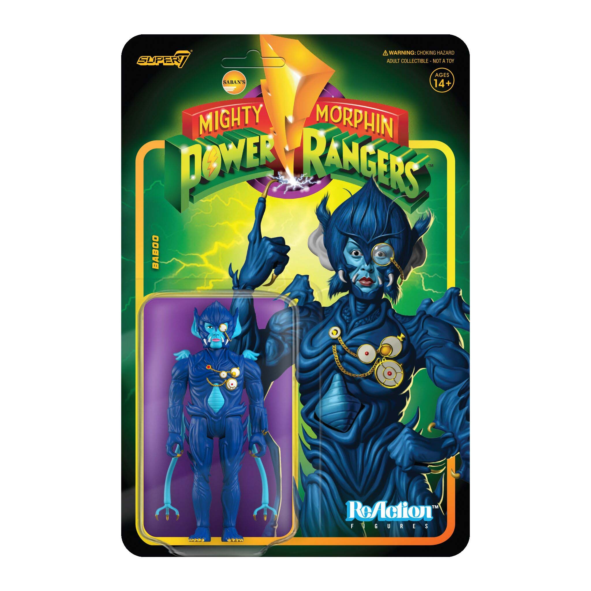 Super7 Mighty Morphin Power Rangers Baboo Reaction Figure (blue)