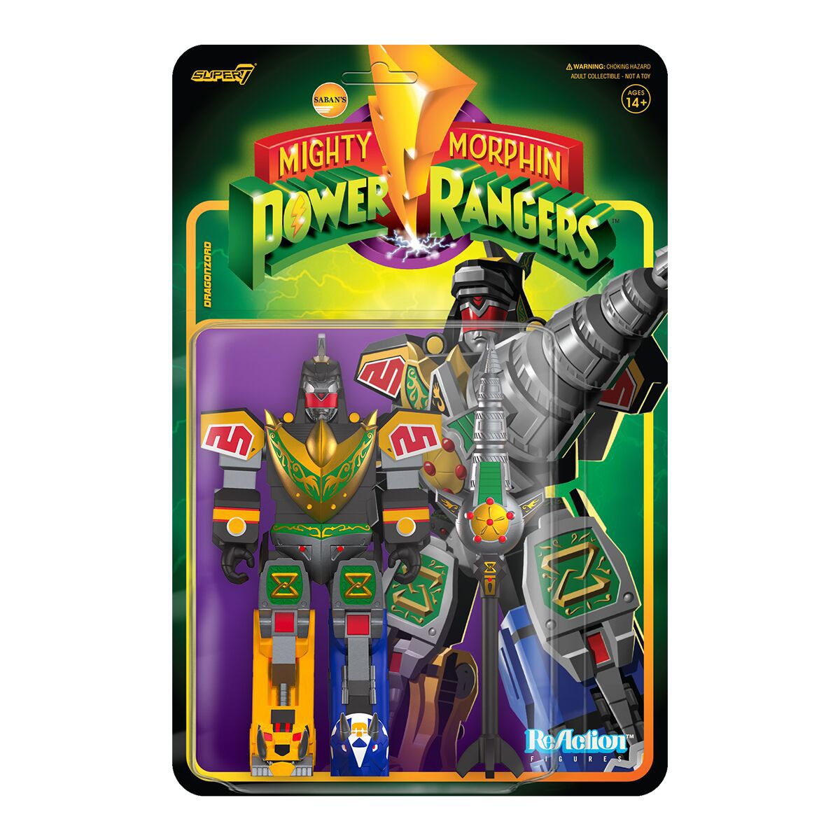 Super7 Mighty Morphin Power Rangers Dragonzord Battle Mode Reaction Figure (green)
