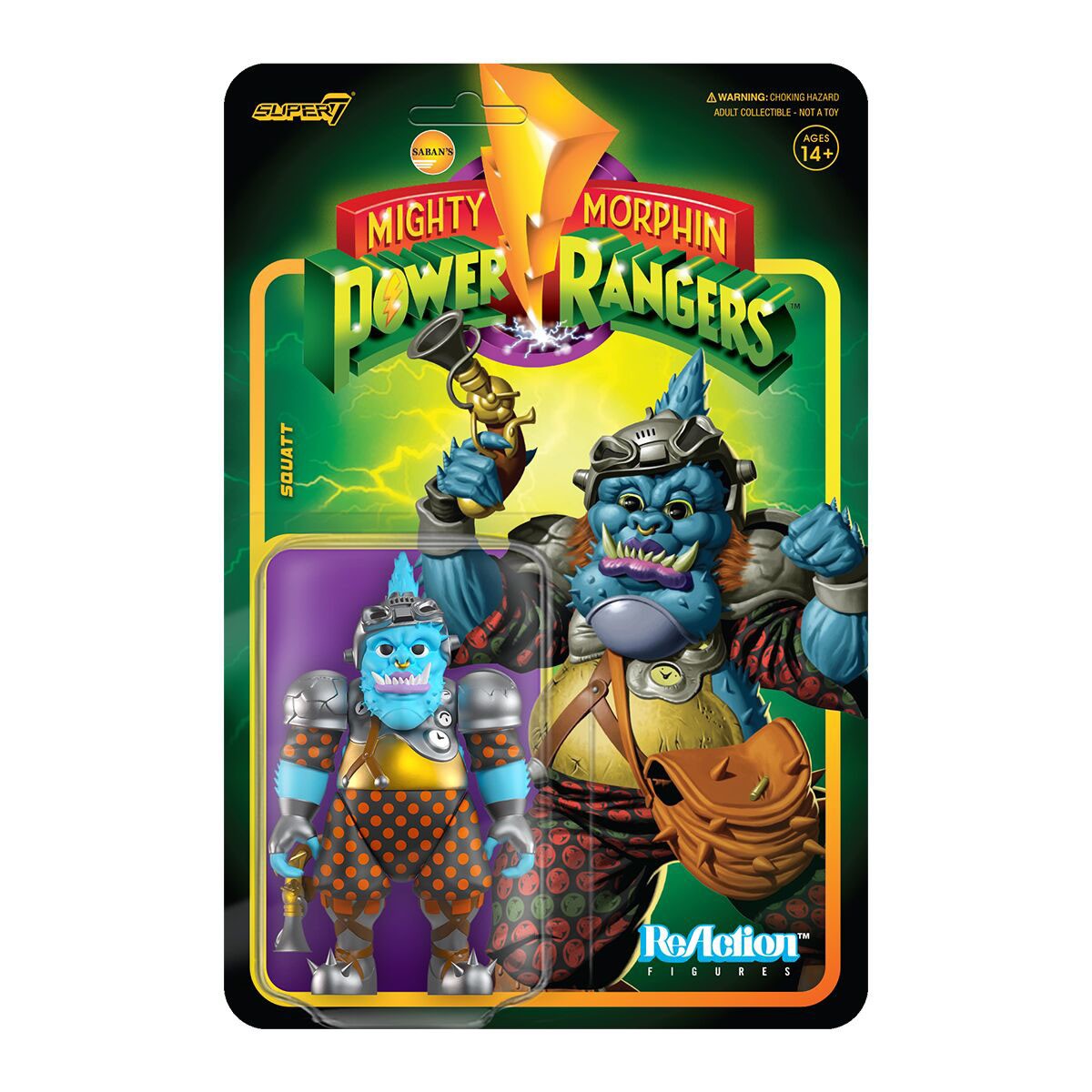 Super7 Mighty Morphin Power Rangers Squatt Reaction Figure (blue)
