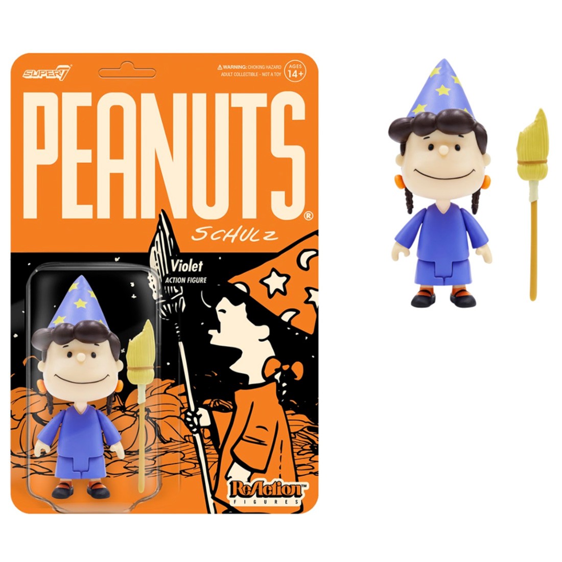 Super7 Peanuts Witch Violet Reaction Figure (purple / orange)