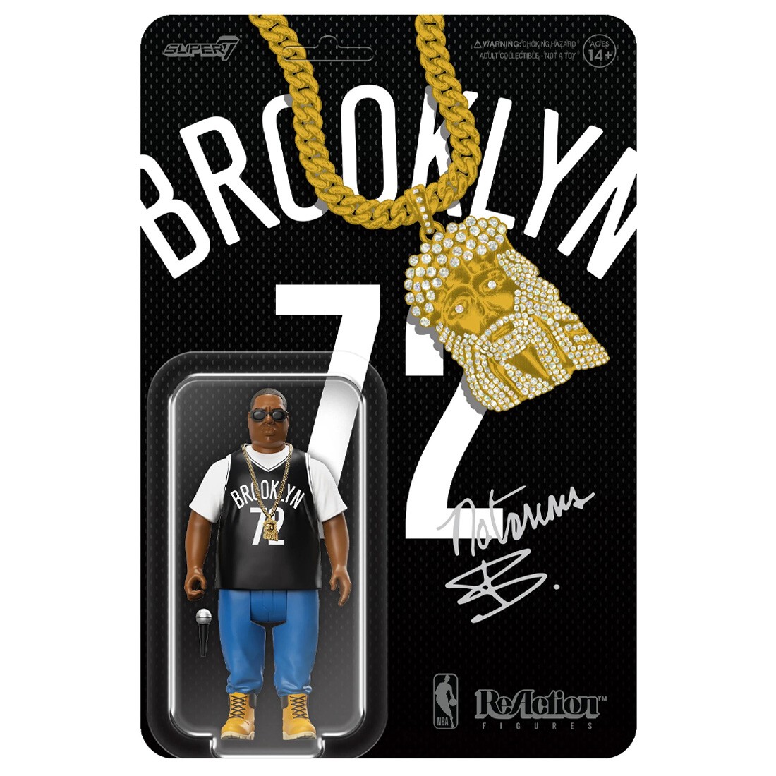 Super7 x Notorious BIG Biggie Brooklyn Jersey Wave 2 Reaction Figure (black)