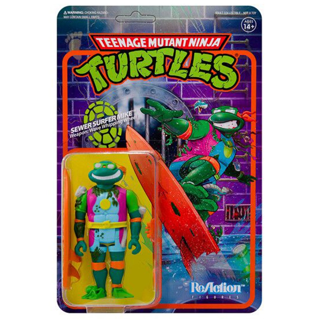 Super7 Teenage Mutant Ninja Turtles Sewer Surfer Michelanagelo Reaction Figure (purpel)