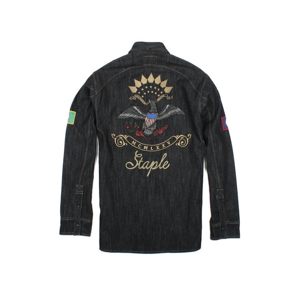Staple Men Patch Denim Overshirt (black)