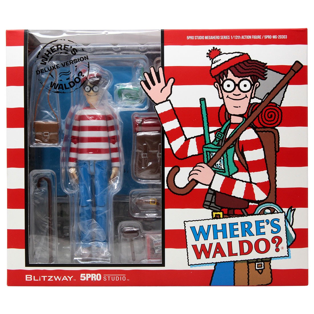 Blitzway 5Pro Studio Mega Hero Where's Waldo? - Waldo DX Ver. 1/12th Scale Action Figure (blue)
