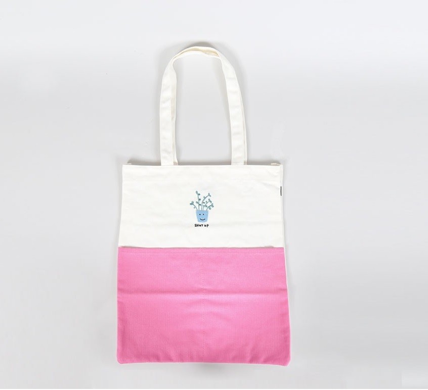 Lazy Oaf Shut Up Tote Bag (white / pink)