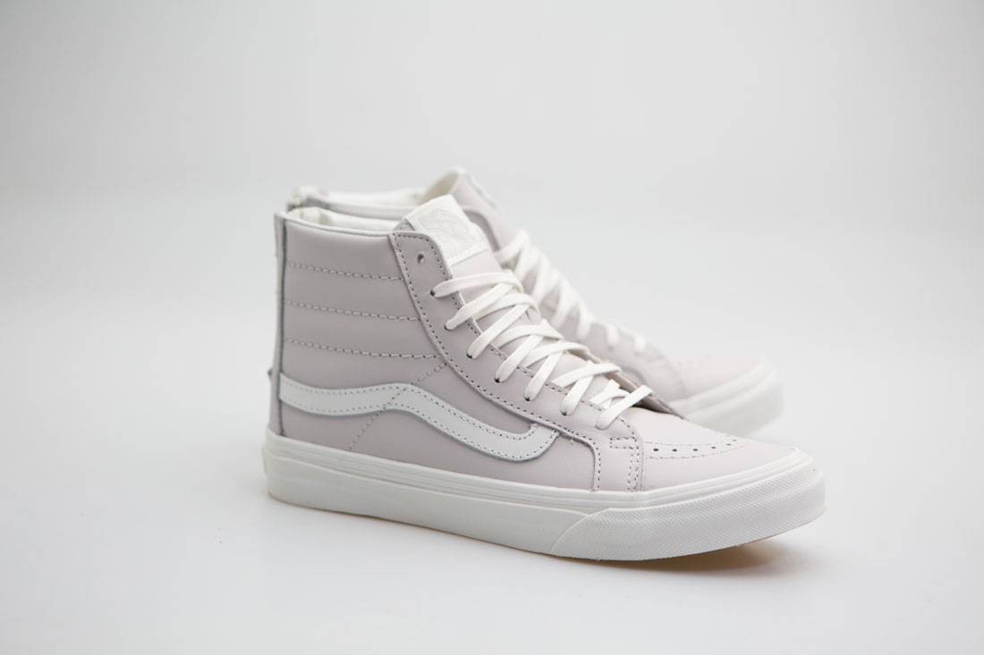 Vans Women Sk8-Hi Slim Zip - Leather (white / wind / blanc de blanc)