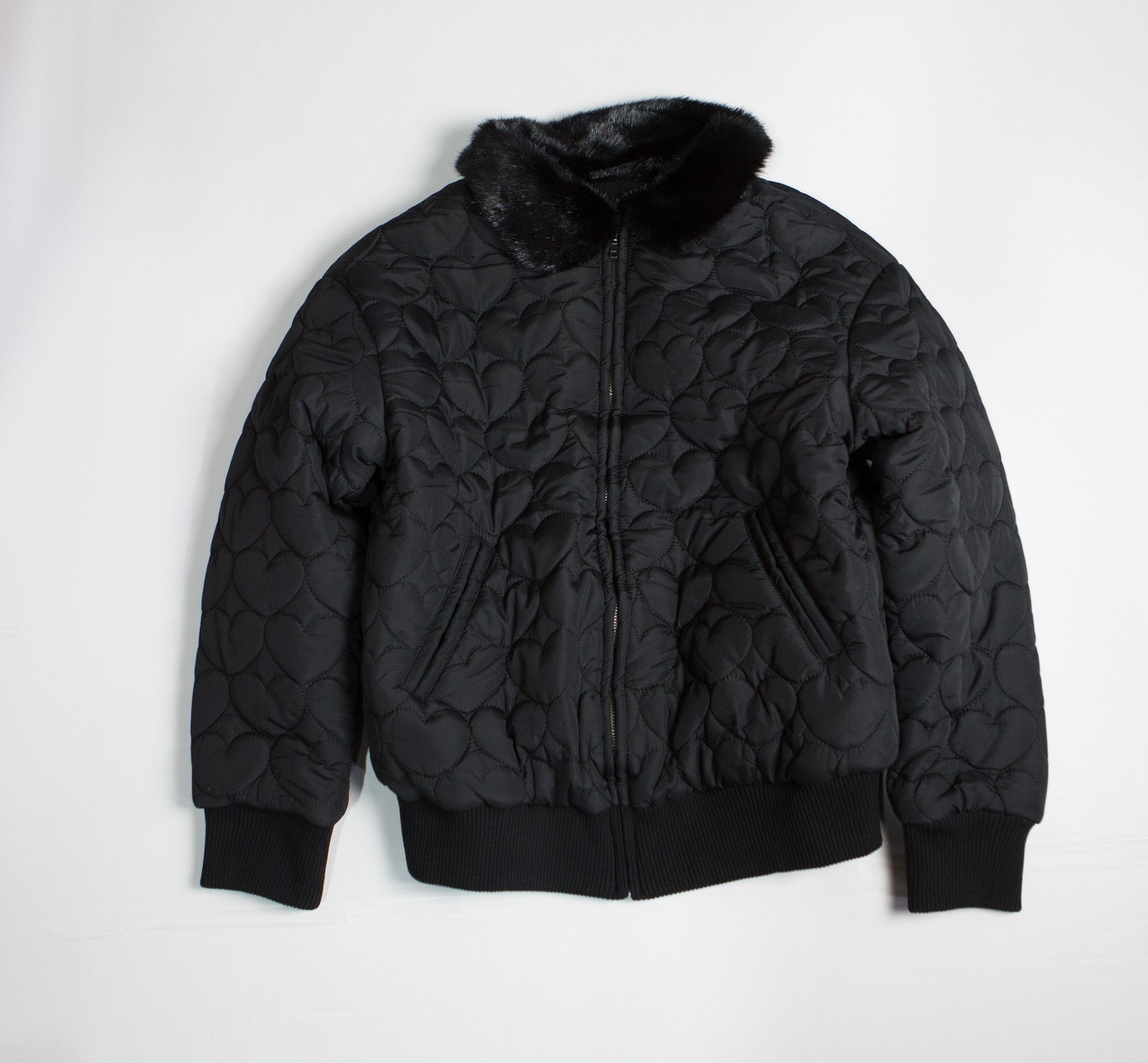 Lazy Oaf Women Black Heart Bomber Jacket (black)