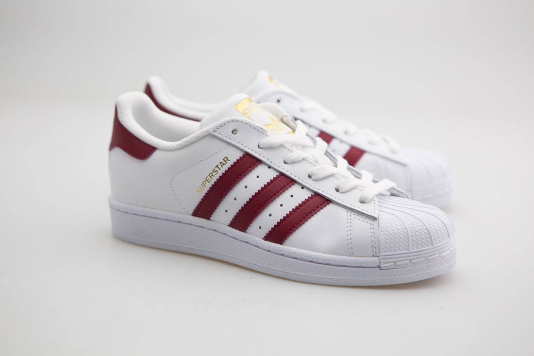 Adidas Big Kids Superstar Foundation (white / cardinal / gold metallic)