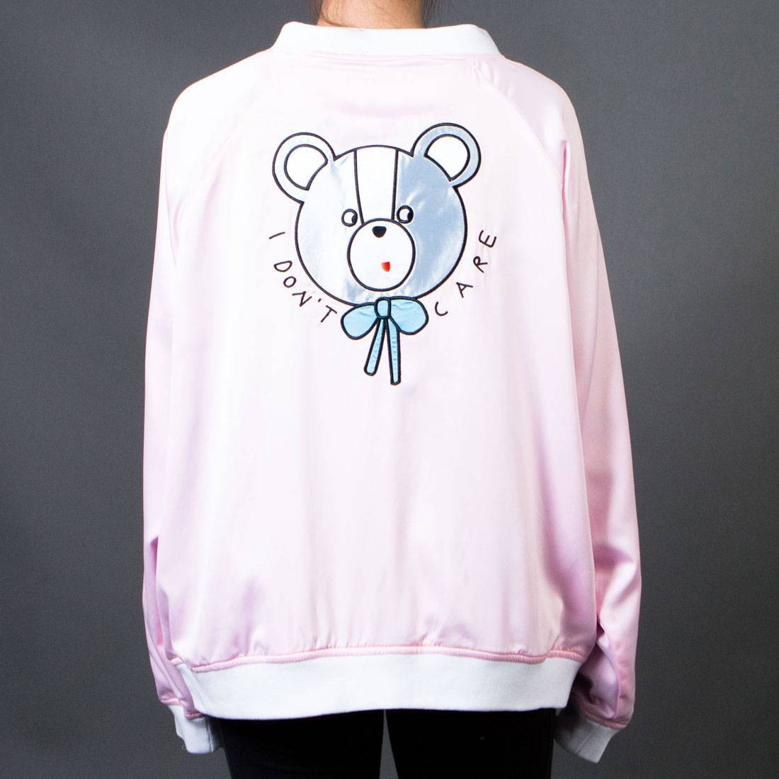 Lazy Oaf Women Don't Care Bear Bomber Jacket (pink)