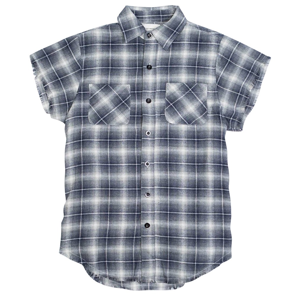 Lifted Anchors Men Billups Short Sleeve Button Up (Blue / striped)
