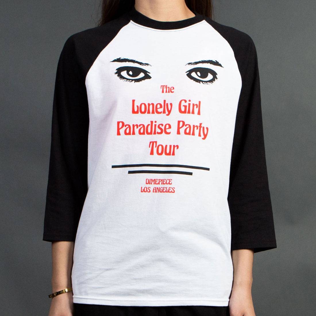 Dimepiece Women Lonely Girl Raglan Tee (white / black)