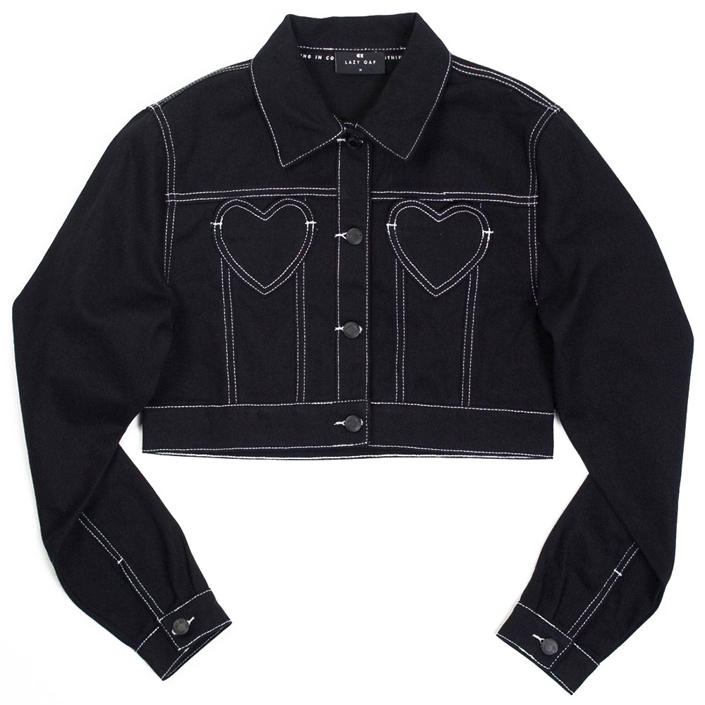 Lazy Oaf Women Contrast Stitch Jacket (black)