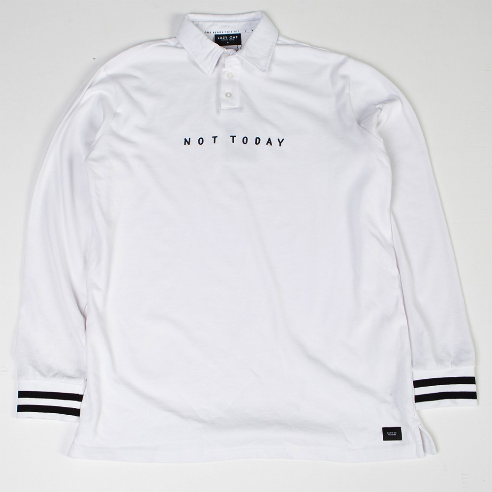 Lazy Oaf Men Not Today Long Sleeve Jersey Tee (white)