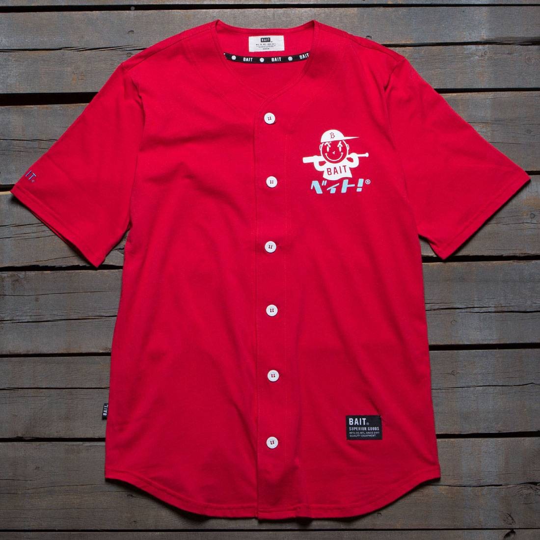 BAIT Men Nippon Logo Baseball Jersey Shirt (red)