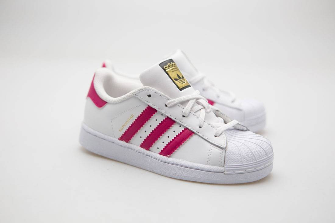 Adidas Little Kids Superstar Foundation (white / bold pink / footwear white)