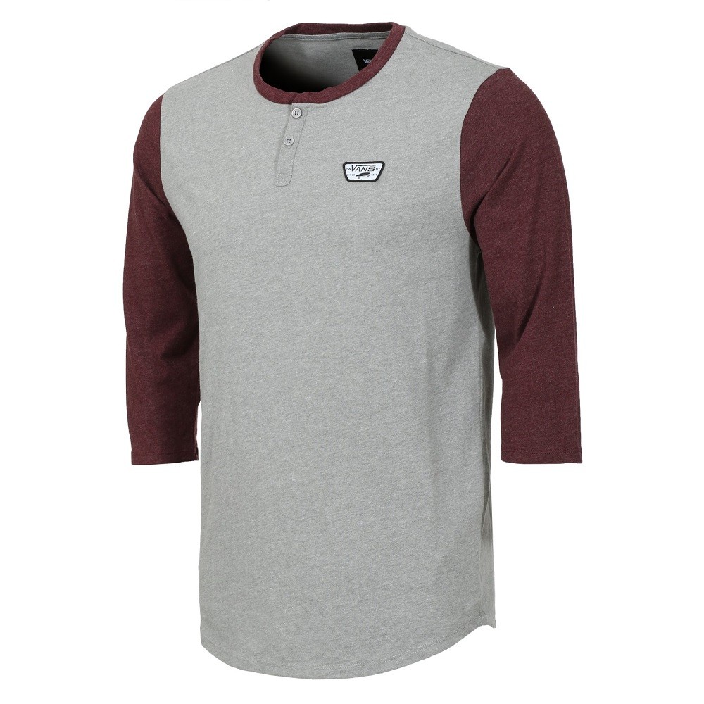 Vans Men Cajon Baseball Tee (gray / burgundy)