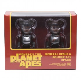Medicom Planet of the Apes General Ursus And Soldier Ape 100% 2 Pack Bearbrick Figure Set (gray)