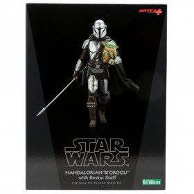 Kotobukiya ARTFX+ Star Wars Mandalorian And Grogu With Beskar Staff Statue (silver)