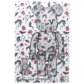 Medicom x Eri Wakiyama Bat And Rose White 100% 400% Bearbrick Figure Set (white)