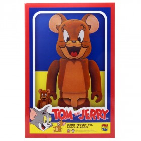 Medicom Tom and Jerry - Jerry Flocky 100% 400% Bearbrick Figure Set (brown)