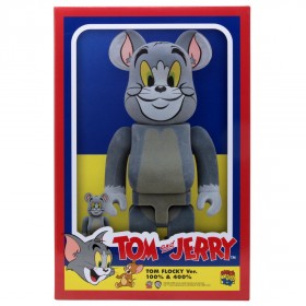 Medicom Tom and Jerry - Tom Flocky 100% 400% Bearbrick Figure Set (gray)